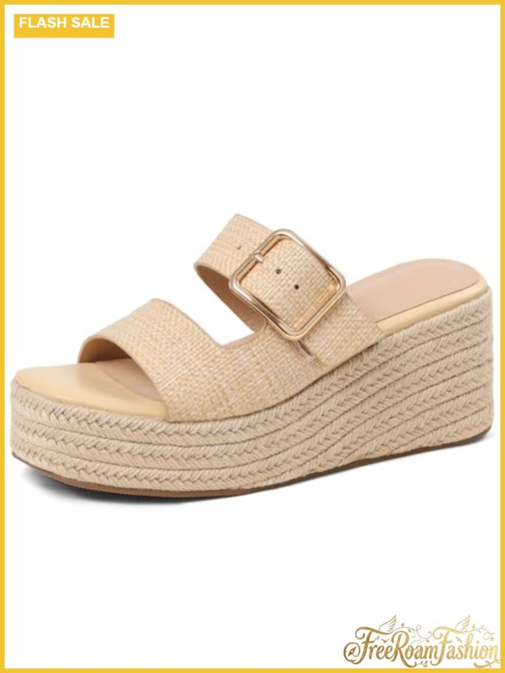 Raffia Espadrille Wedge Platform Sandals Slip On Slides